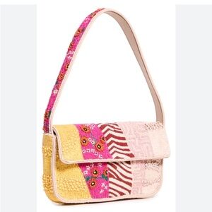 STAUD Tommy Beaded Bag, Pink Patchwork